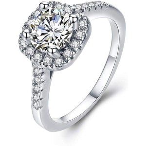 UFOORO CZ Ring Solitaire Crystal Women's Engagement Rings Cubic Zirconia Wedding